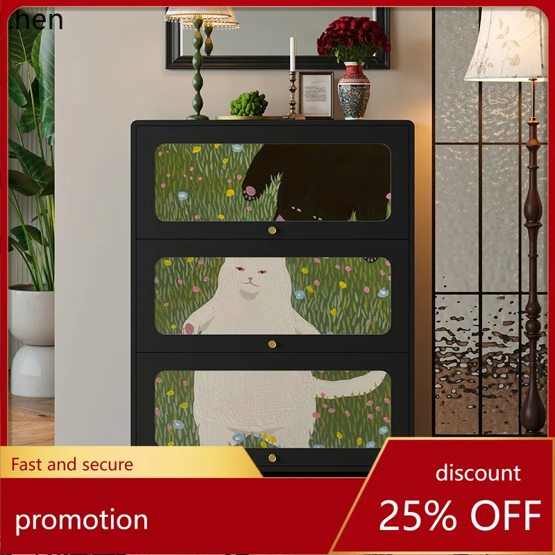 

ZML Entrance Cabinet for Home Living Room Wall-Mounted Integrated Solid Wood Functional Storage Cabinet