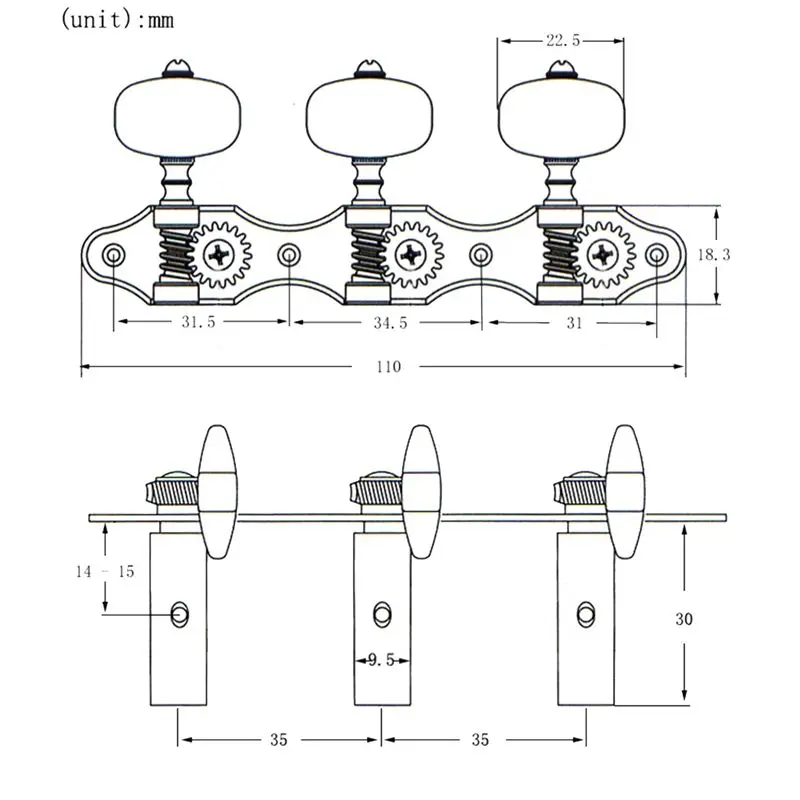 

ABVB Classical Guitar Tuning Peg Acoustic Guitar Tuners 1:18 Tuning Key 3 Left 3 Right Guitars Knobs Replacement