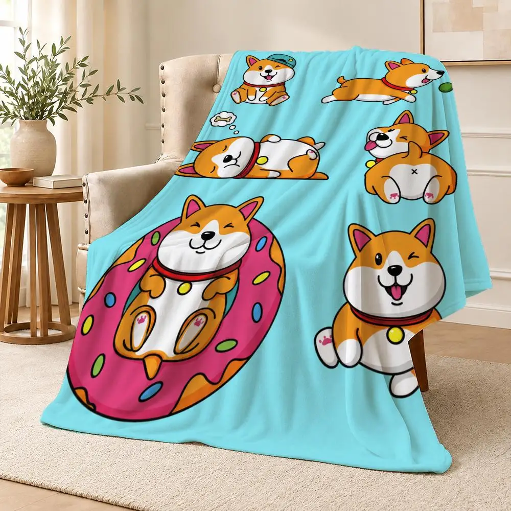 Cute Cats And Dogs Pet Cartoon Pattern Aesthetic Throw Soft Flannel Throw Blanket for Couch Bed Sofa Warm Cozy All Season