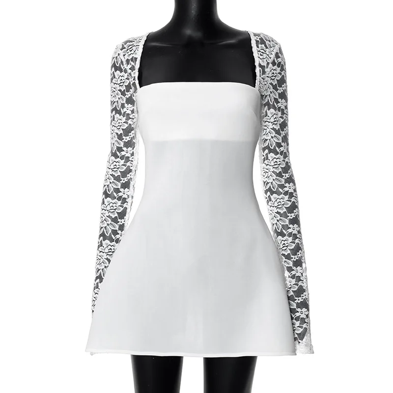 Mingmingxi letnie koronkowe sukienki z rękawami dla kobiet 2025 nowych moda linia sukienek biała satynowa sukienka odzież damska