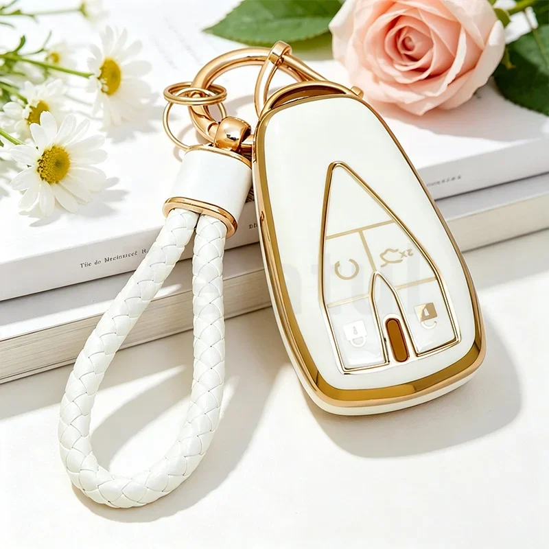 4 Buttons Auto Shell Fob TPU Car Key Case For Changan UNIK CS35 PLUS CS55 PLUS CS75 PLUS Eado UNI-T Oushang X5 X7 EV Keychain