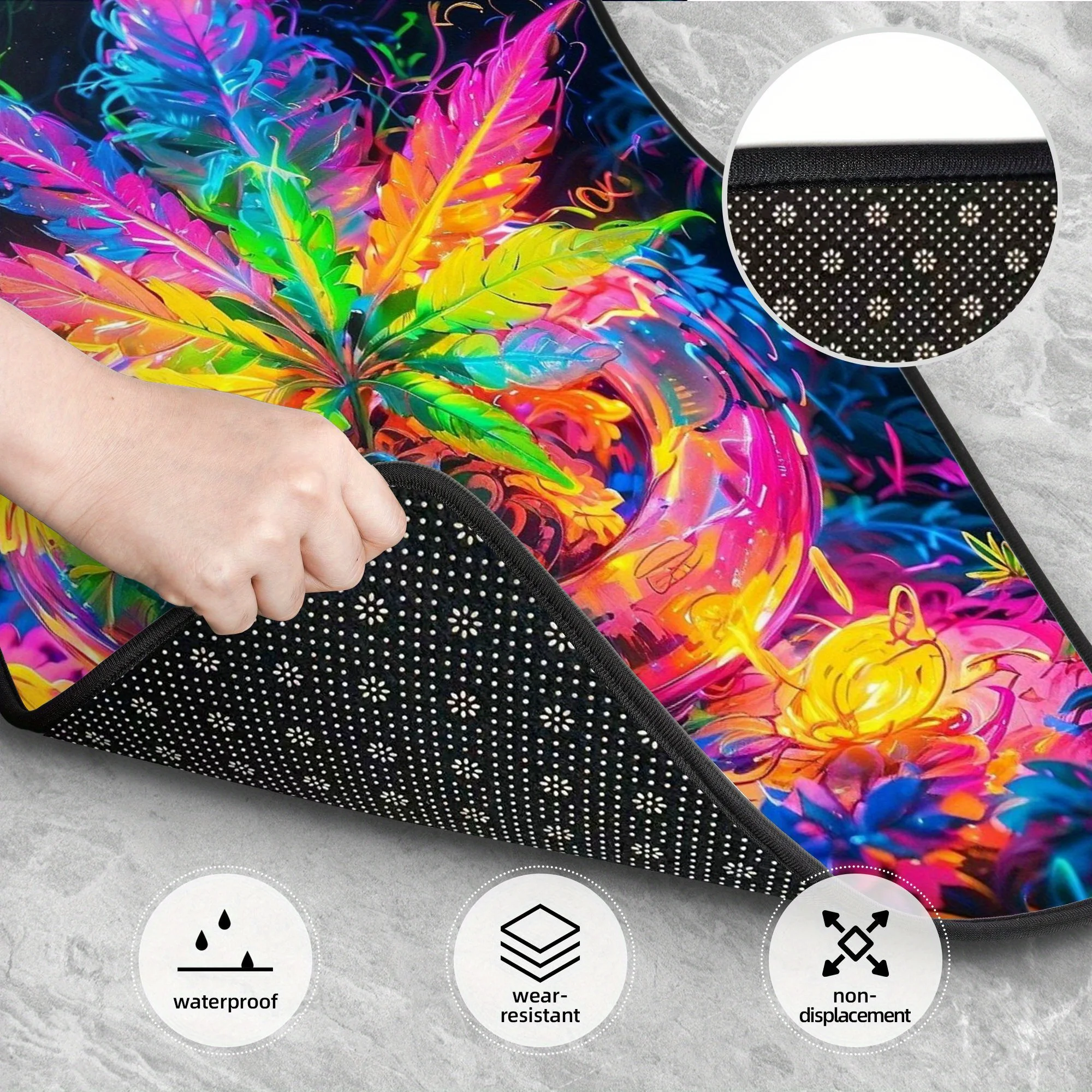 4pcs Neon Pattern Car Floor Mats - Stylish & Durable, Stain-resistant, Anti-slip, Easy Clean, Universal Fit For All Vehicles, Fr