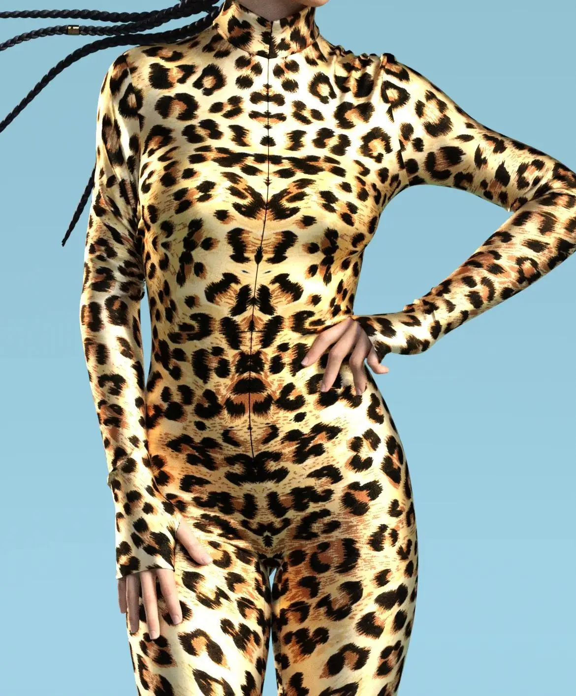 Sexy Leopardenmuster-Overall für Damen, Party-Kostüm, enganliegender Jumpsuit, Onesie-Kostüm, elastischer Bodysuit für Feiertage und Spiele. – Detail 9