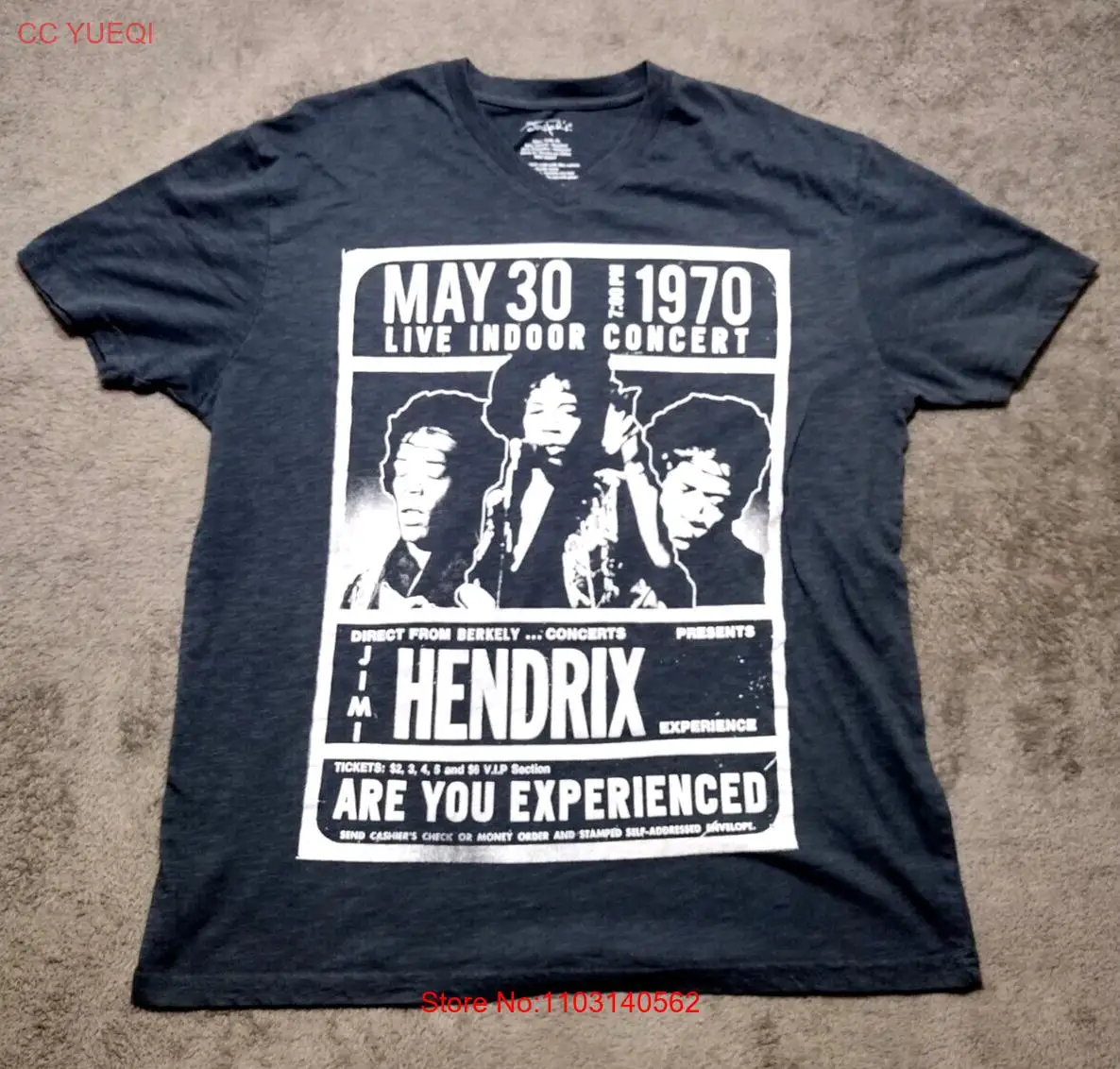 2013 Authentic Hendrix Shirt Mens XL Gray Graphic Print Live Berkley Experienced