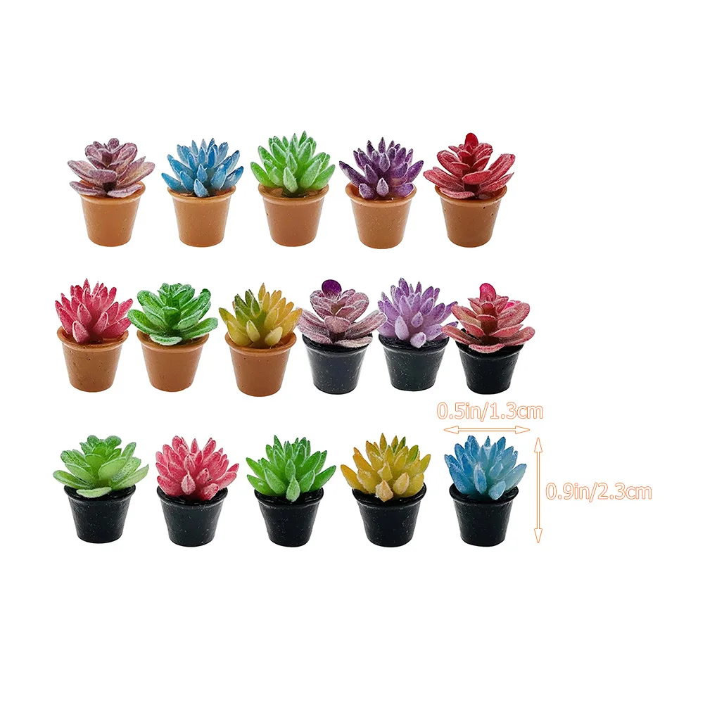 

16 Pcs Tiny Homes Miniature Succulents Bonsai Potted Plant House Accessories for Decoration Child