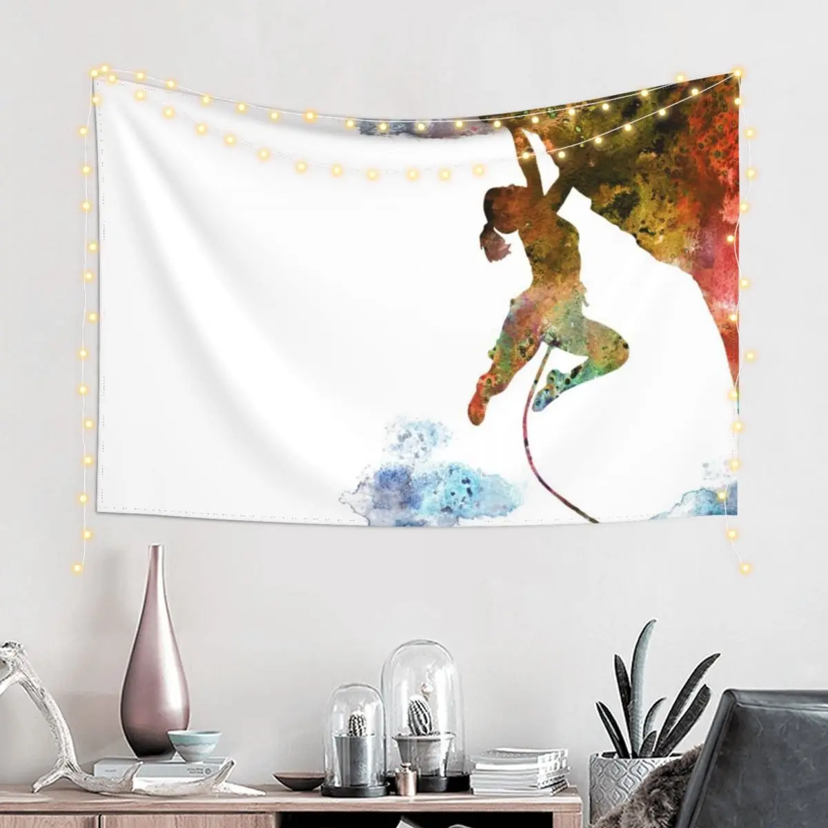 Rock climbing extreme sport woman, climbing woman, climber Tapestry Bedrooms Decor Home Decorators Tapestry