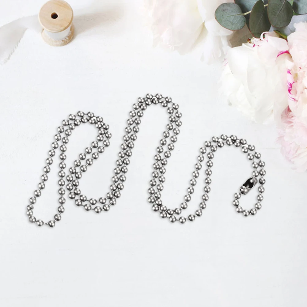 

Stainless Steel Round Bead Chain Necklace Beaded Link Replacement Metal Hanging