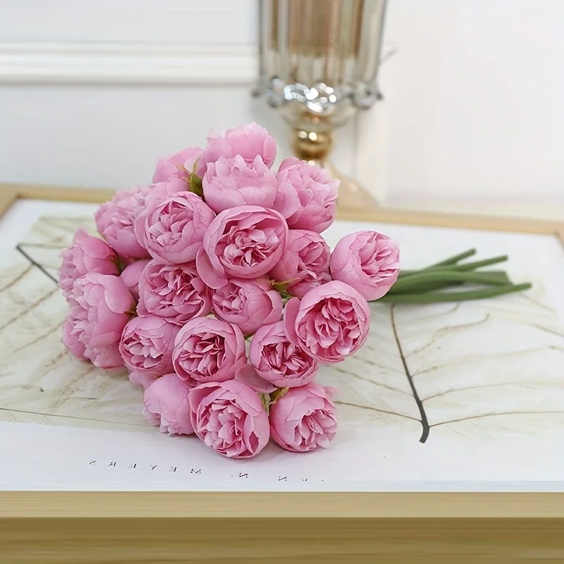 Künstliche Pfingstrose Seidenblumen 27 Köpfe Brautstrauß Hochzeit Weihnachtsdekoration Blume Home Party Tischdekoration Gefälschte Blume – Detail 11