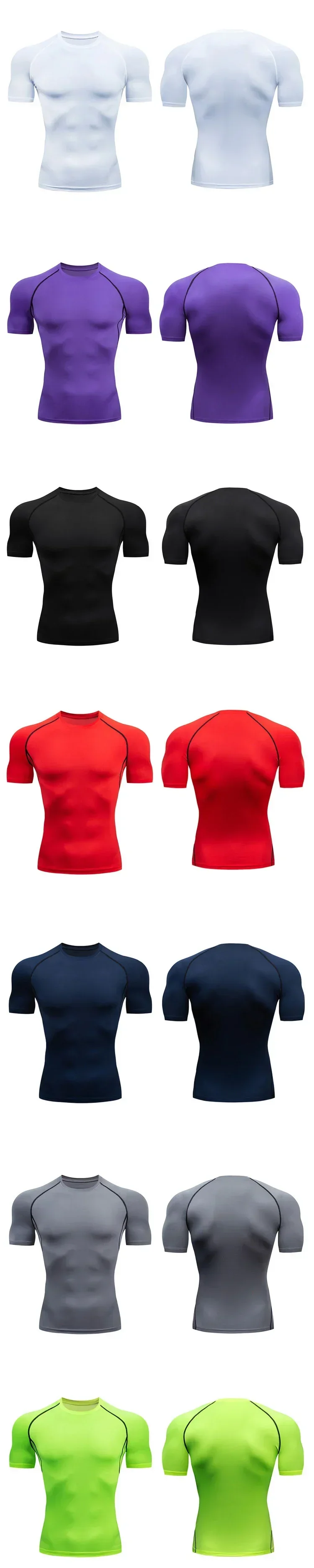 New Print Short Sleeve Compression Shirts For Men Athletic Quick Dry T-Shirts Tops Gym Workout Rash Guards Baselayer Undershirts