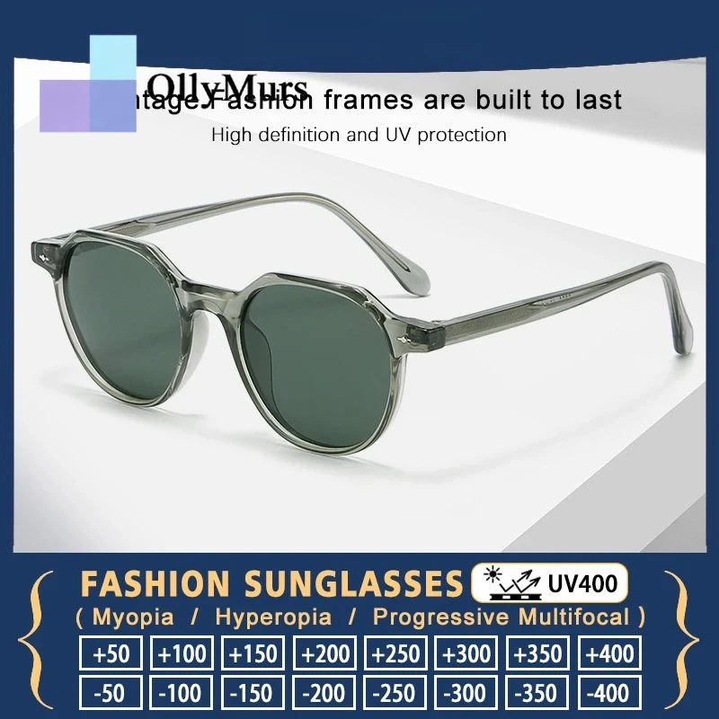 

OLLYMURS New Retro Polygonal Prescription Driving Glasses Fashion Street Outdoor Beach Sunglasses Men Women's Myopia UV400 Eyewe