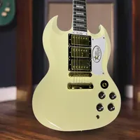 Free Shipping High Quality Custom Electric Guitar Yellow Gold Trill SG Electric Guitar Peach Blossom Core Neck and Body Upgrade
