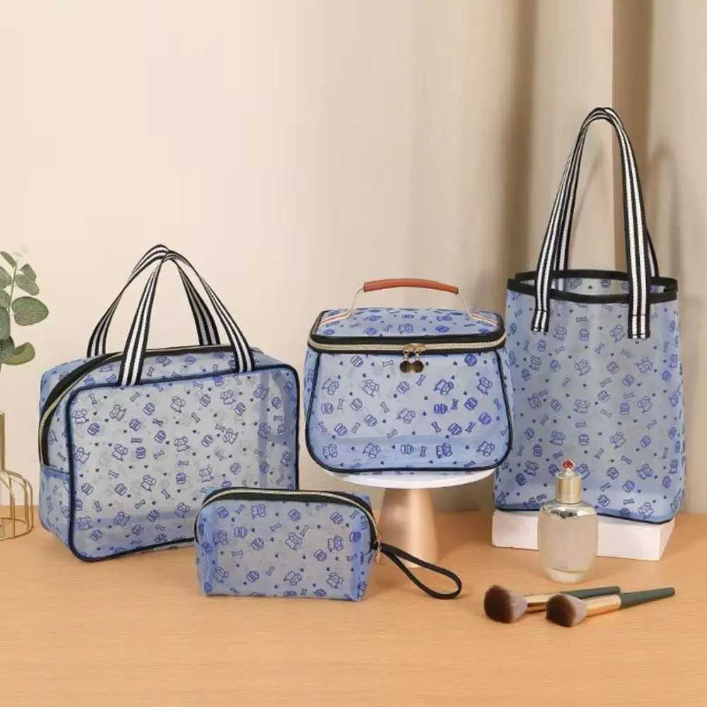 

Lightweight Mesh Handheld Makeup Bag Square Transparent Mesh Cosmetic Bag Cosmetic Cases Zipper Storage Toiletry Bag Trips