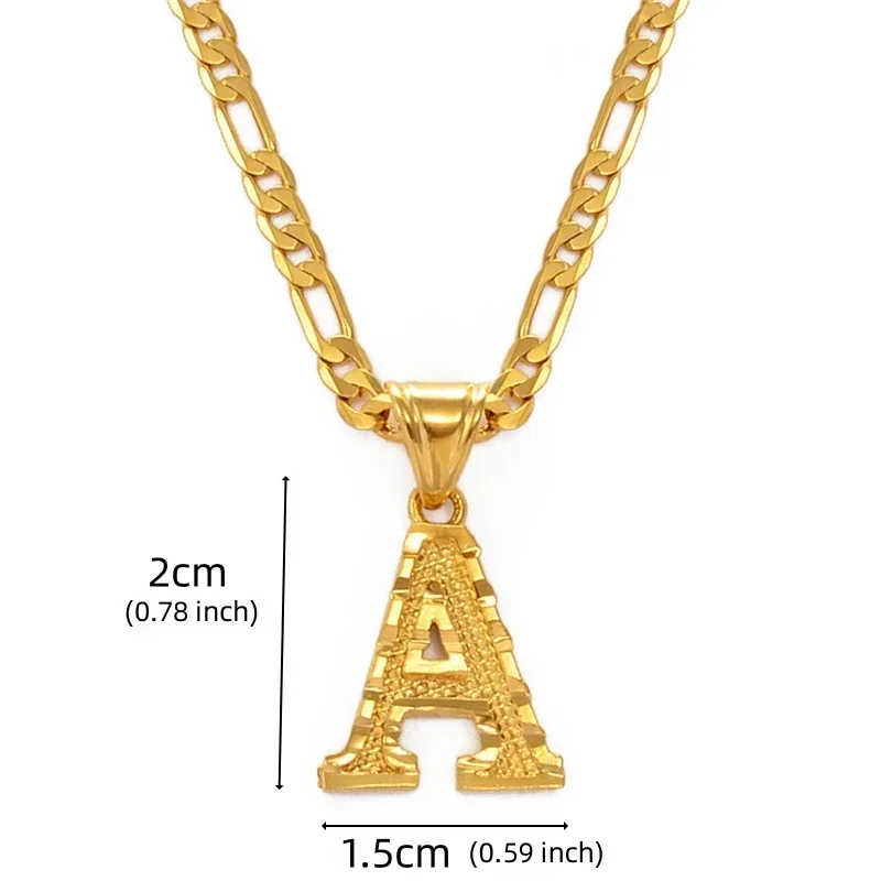 Shamty A-Z Letters Pendant Necklaces For Women Men Girls English Initial Alphabet Figaro Chains Gold Color Jewelry Couple Summer