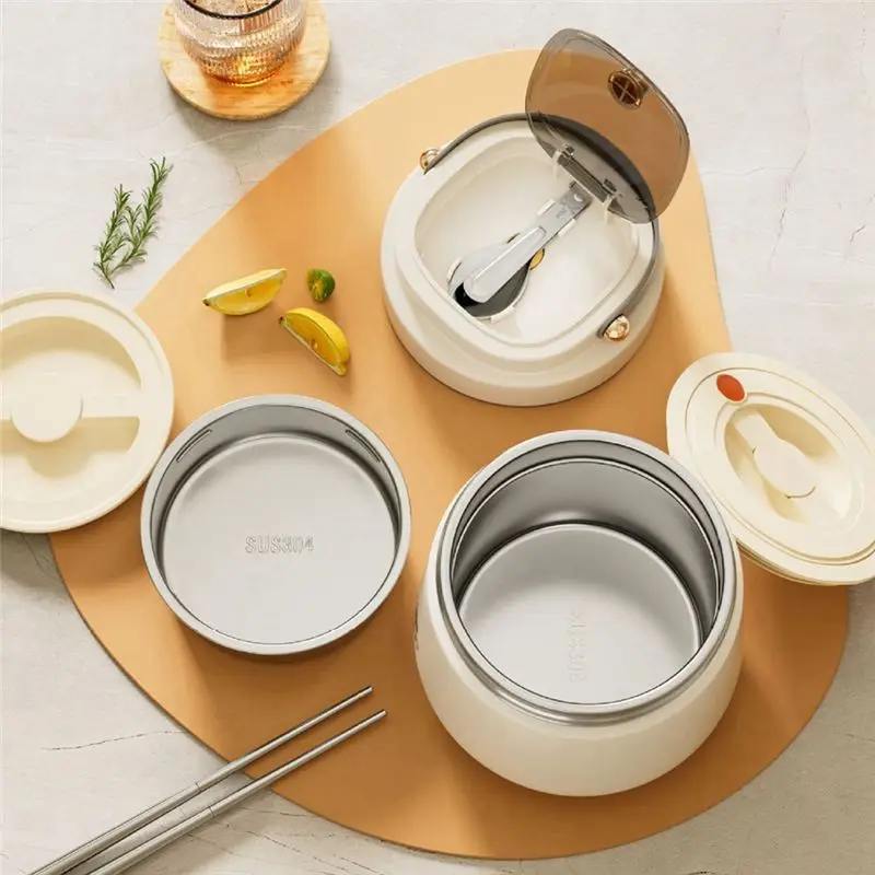 VEHO-Adults Stainless Steel Insulated Lunch Box With Spoon And Fork, Insulated Bag, Leak-Proof, Keeps Food Warm A