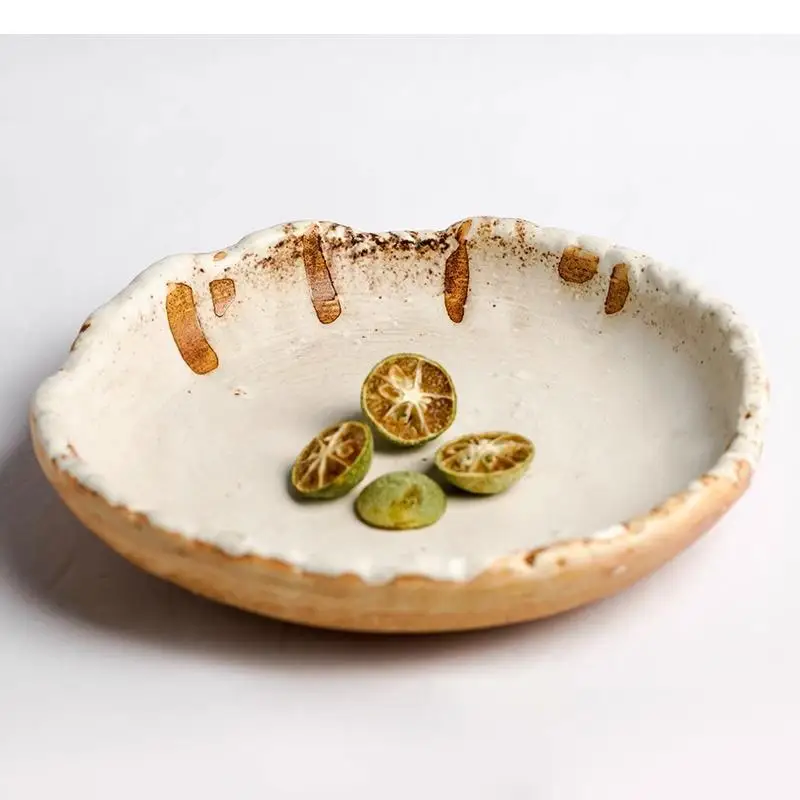 

Vintage Ceramic Dinner Plate Irregular Thick Soup Dessert Snack Pasta Plates Restaurant Special Tableware