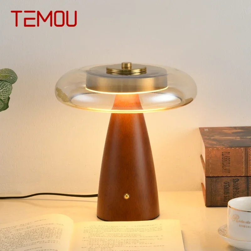 TEMOU Contemporary Creativity Table Lamp American Retro Art Living Room Study Villa Hotel Bedroom LED Bedside Desk Light