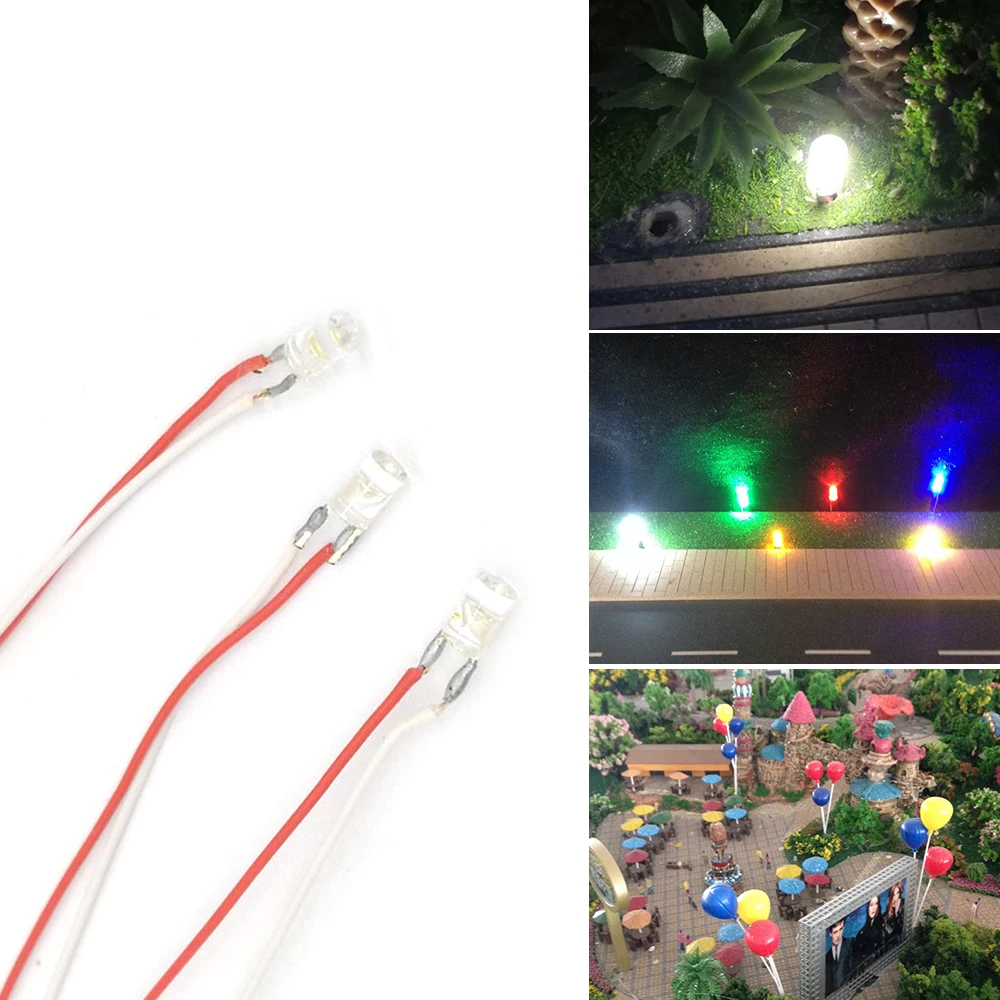 50PCS SMD Lamp Wired LED Pre-soldered Micro Litz Wired Chip 3V Railway Road Model Scenes Street Lamp Toy DIY Landscape 30cm