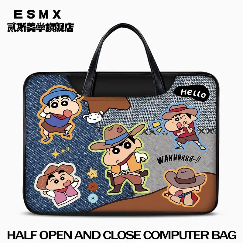 Anime périphérique Crayon Shin chan pochette d'ordinateur 13 14 15 16 17 15.6 pouces Macbook Air Pro pochette d'ordinateur texte officiel sac cadeau d'anniversaire