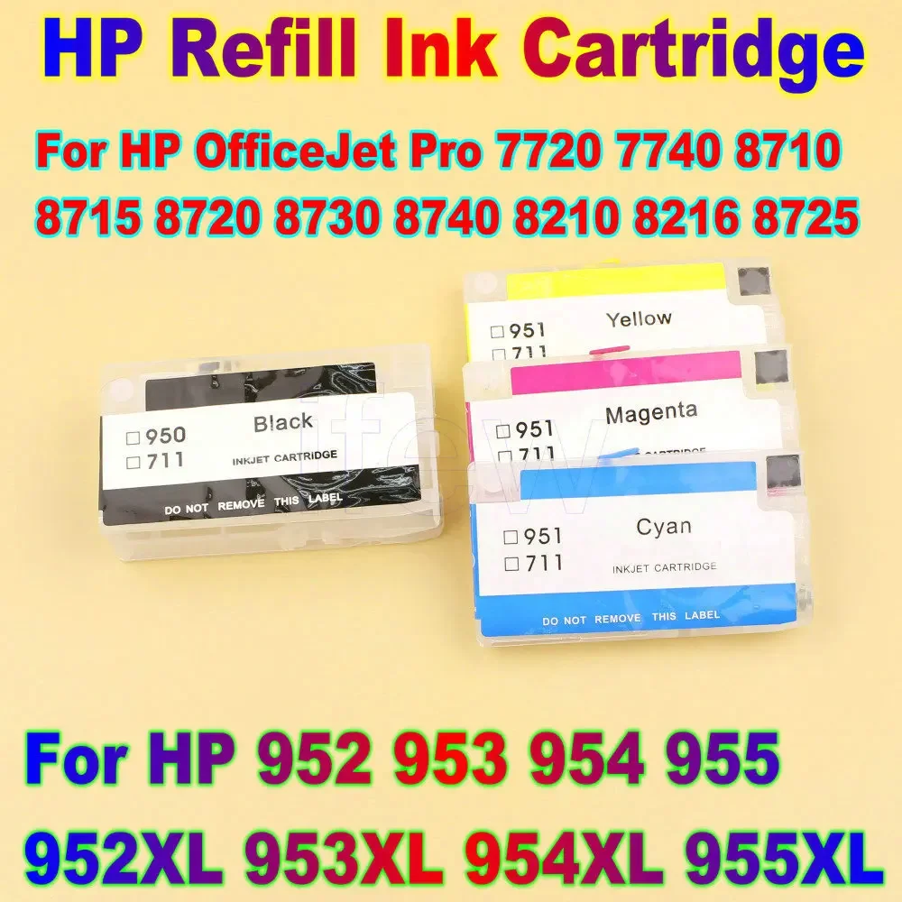 

Empty Refillable Ink Cartridges Kit For HP Printer Ink Cartridge OfficeJet Pro 7720 7740 8710 8715 8720 8730 8740 8210 8216 8725