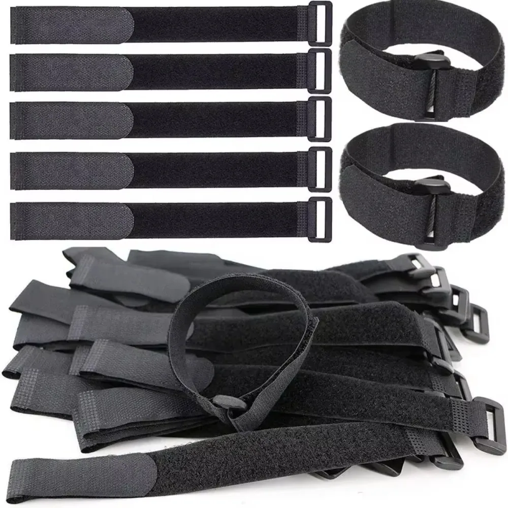 10pcs Reusable Hook and Loop Cinch Straps Nylon Cable Ties Organizer Adjustable Fastener Securing Cable Straps Cord Management