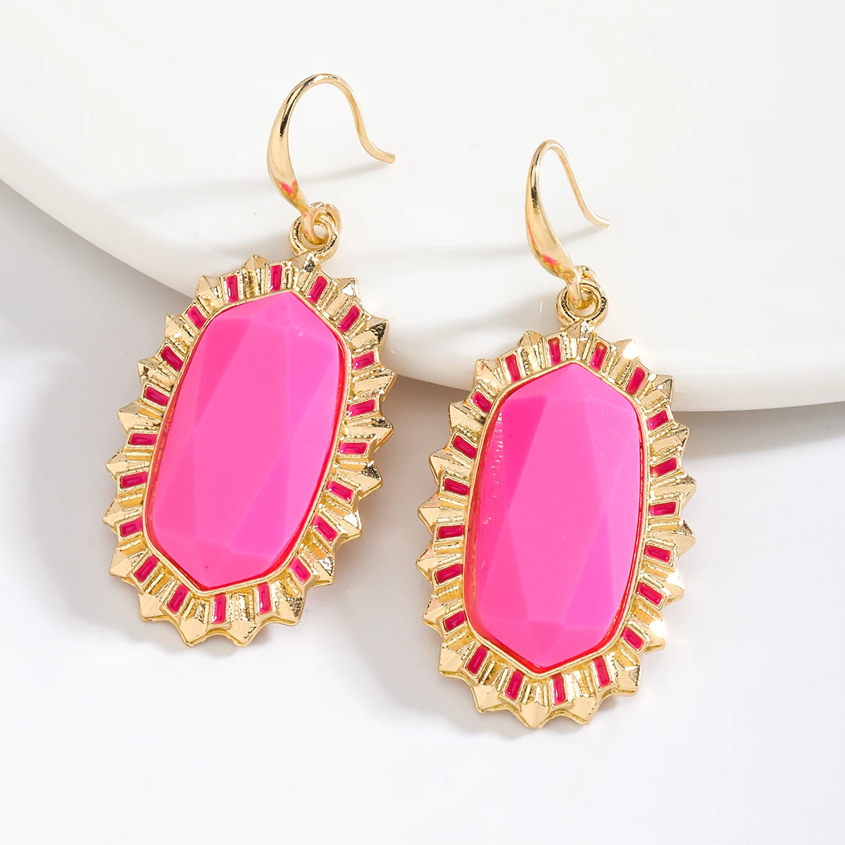 Dvacaman Bohemian Colorful Geometric Resin Drop Earrings, Elagant Banquet Party Women Accessories