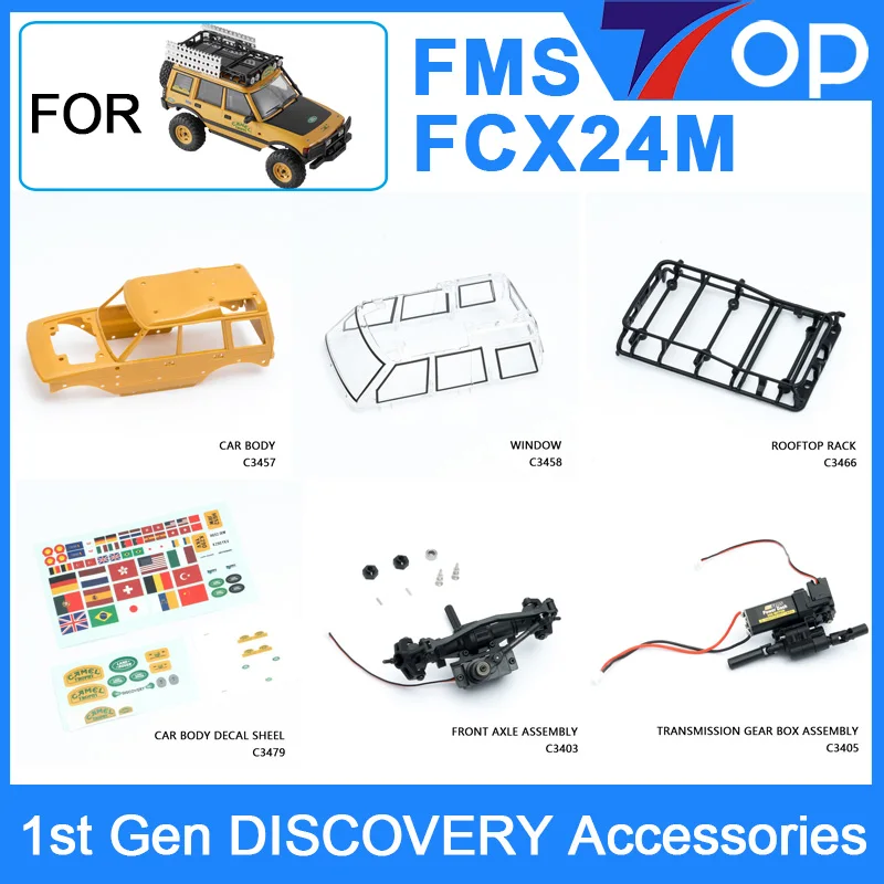 

FMS 1/24 FCX24M First-Generation Discovery Original Spare Parts Car Body Dashboard Bumper Mirror Wiper Light Cup Decal Upgrade