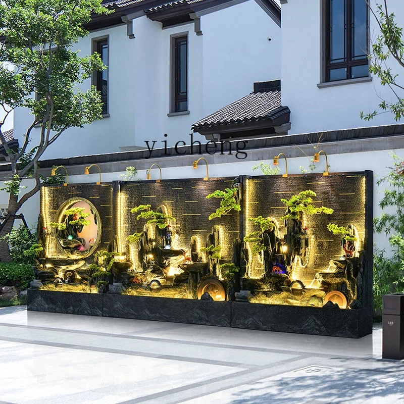 LYY  water curtain wall rockery flowing water landscape outdoor villa hotel entrance decorative garden water ornament