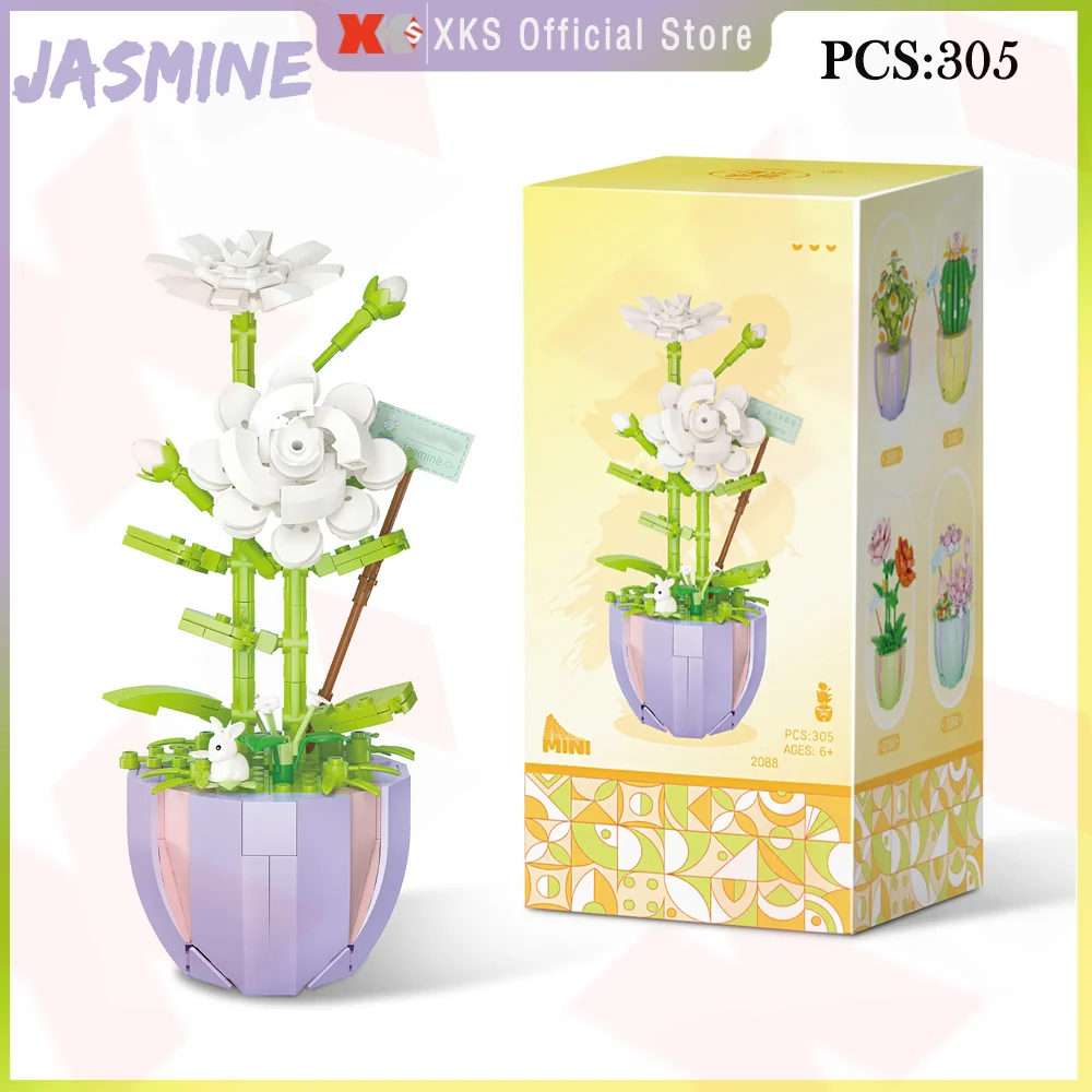 

Jasmine Flower Building Block 305Pcs Brick Eternal Bouquet Model Assembly Plastic Plant Decoration Educational Toy for Kids Gift