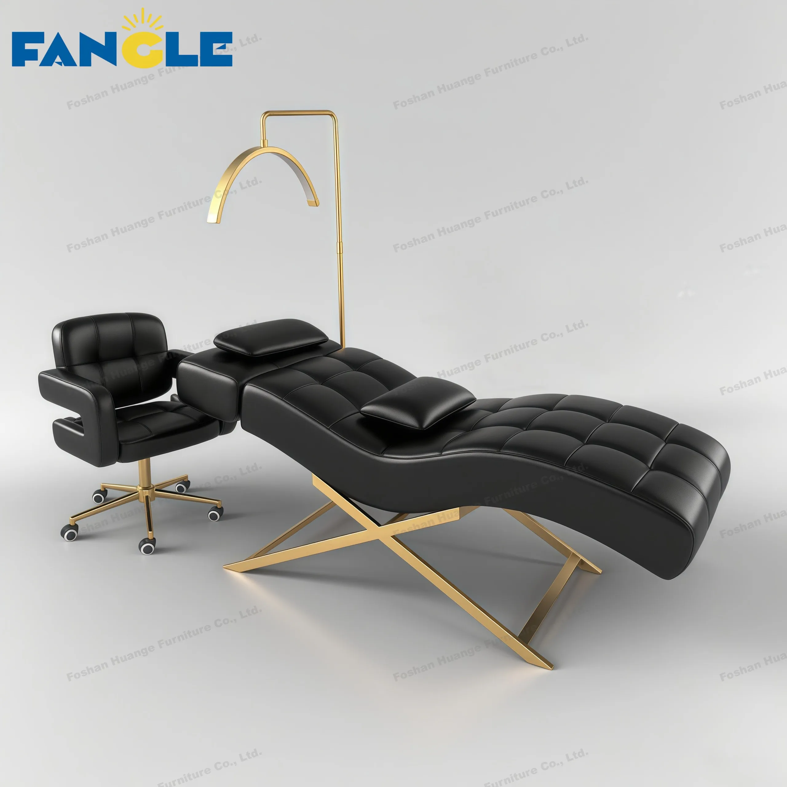 New Luxury Black Curved Lash Bed Beauty Massage Facial Bed Salon Furniture Set Eyelash Bed