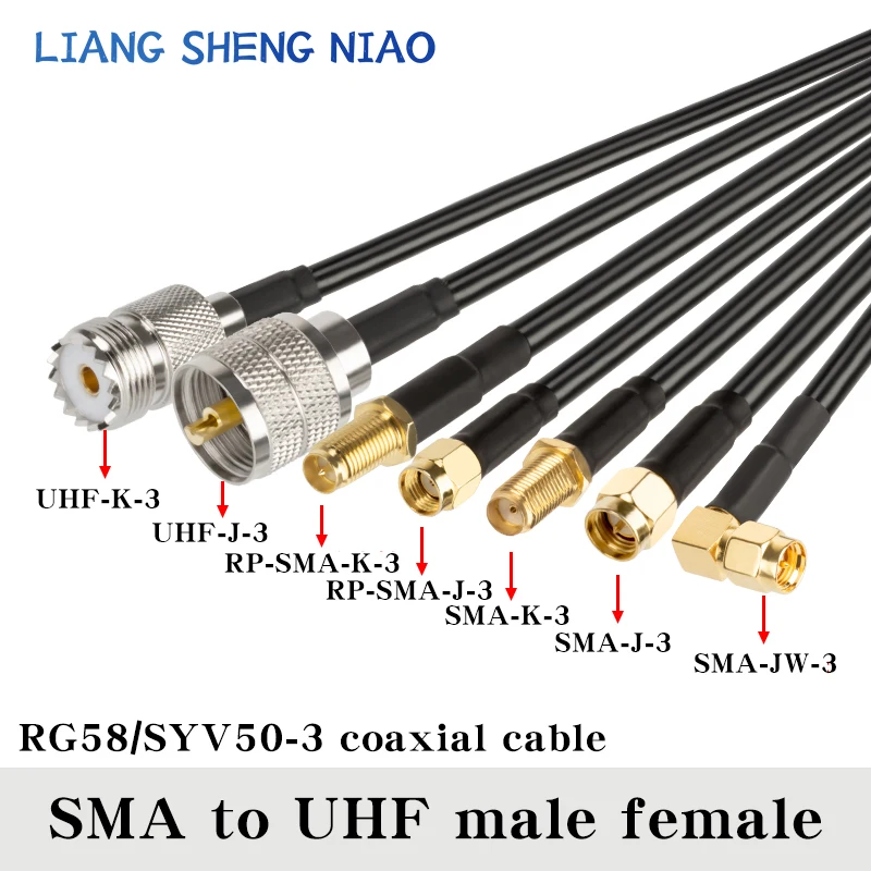 conector reto coaxial rf cabo de plugue macho uhf para sma so239 pl259 conector femea para ficha sma rg58 03 m30m 01