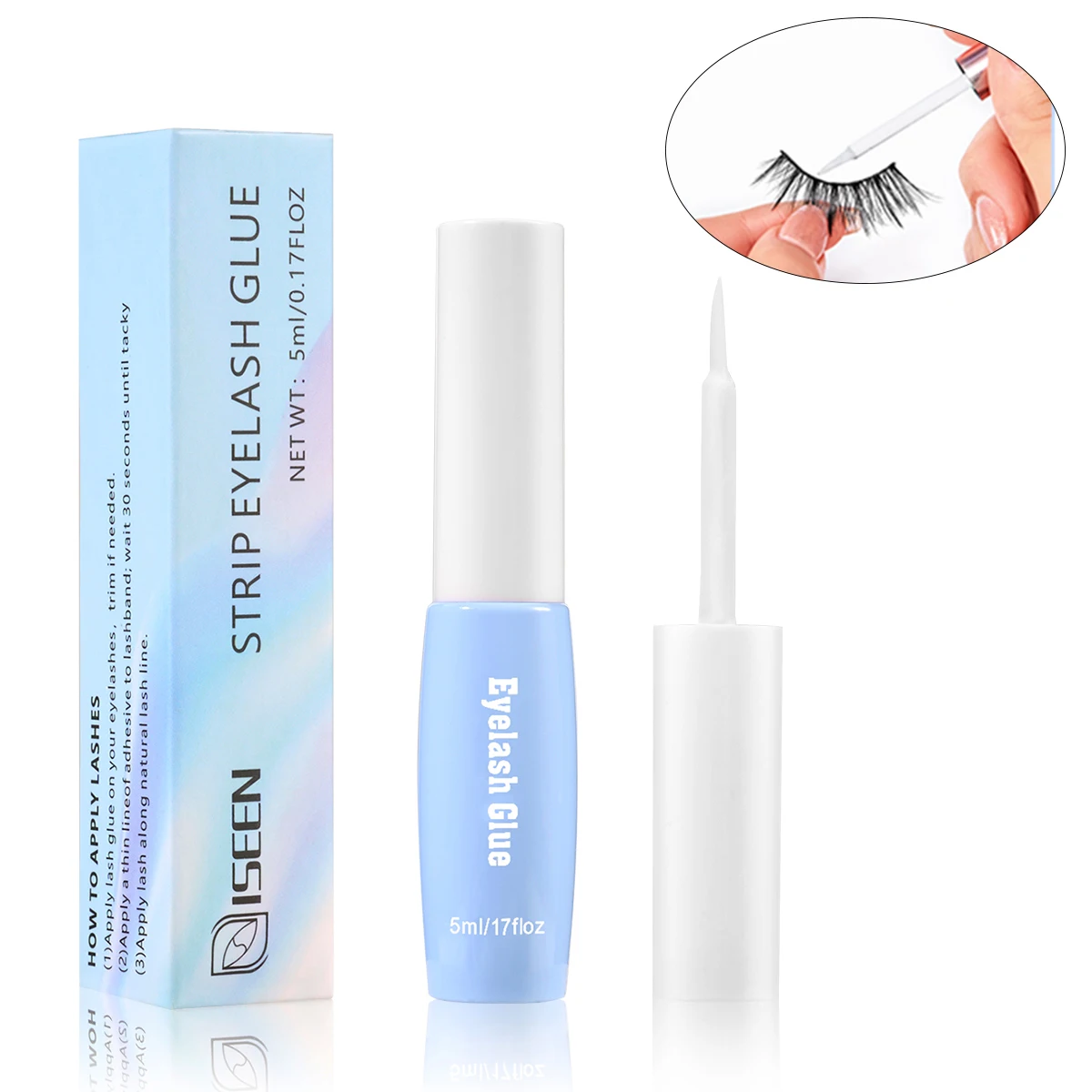 Tira adhesiva para pestañas, adhesivo para pestañas de sujeción fuerte, resistente al agua, pegamento para pestañas de larga duración de 48 horas, sin látex, hipoalergénico (paquete de 5)