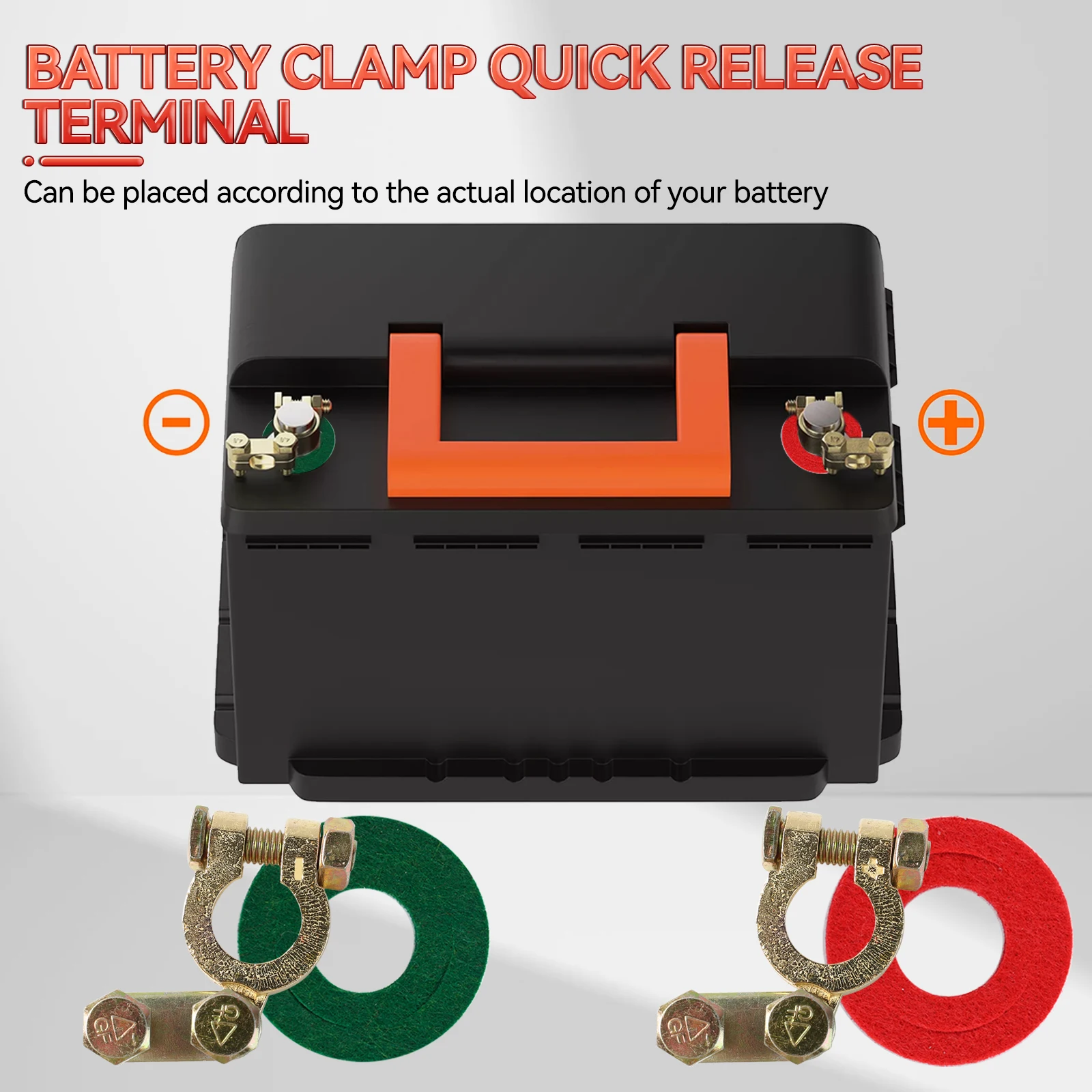 

Universal Pure Brass Positive & Negative Car Battery Terminal Connection Clamps Top Post Wire Clip w/ Washer For Car Van Caravan