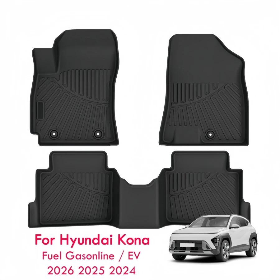 

Для Hyundai Kona 2026 2025 2024, автомобильные коврики Kona Fuel Gasonline EV, сверхмощные напольные вкладыши из ТПЭ и грузовой коврик на спинку
