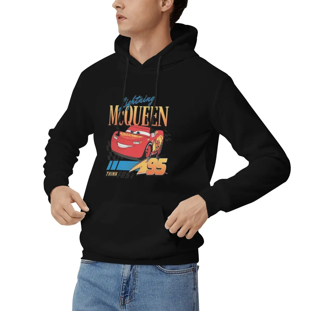 New Arrivals Retro Lightning Mcqueen style hoodie print pullover sweatshirt hoodie Harajuku retro super sweatshirt high