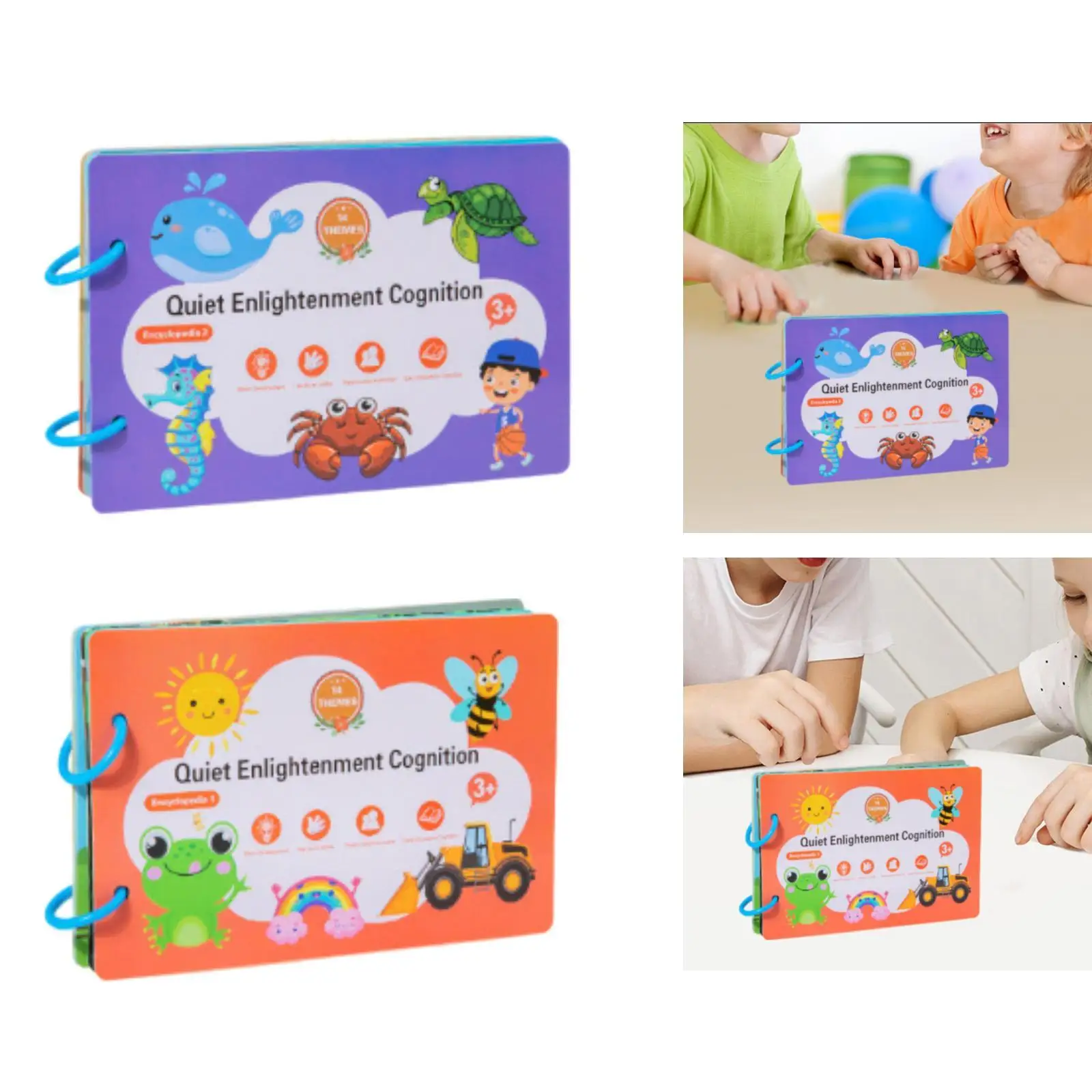 Sticker Book Removable Waterproof Fine Motor Skills Learning Toy Activity Binder Book Brain Teaser for 2 3 4 Years Old Kids