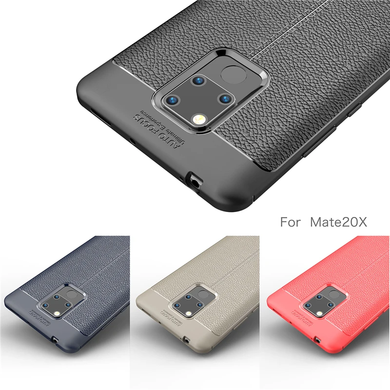 For Cover Huawei Mate 20 X Case Silicone TPU Cover For Huawei Mate 20 X Funda Lichee Hybrid Cases For Huawei Mate 20X Phone Case