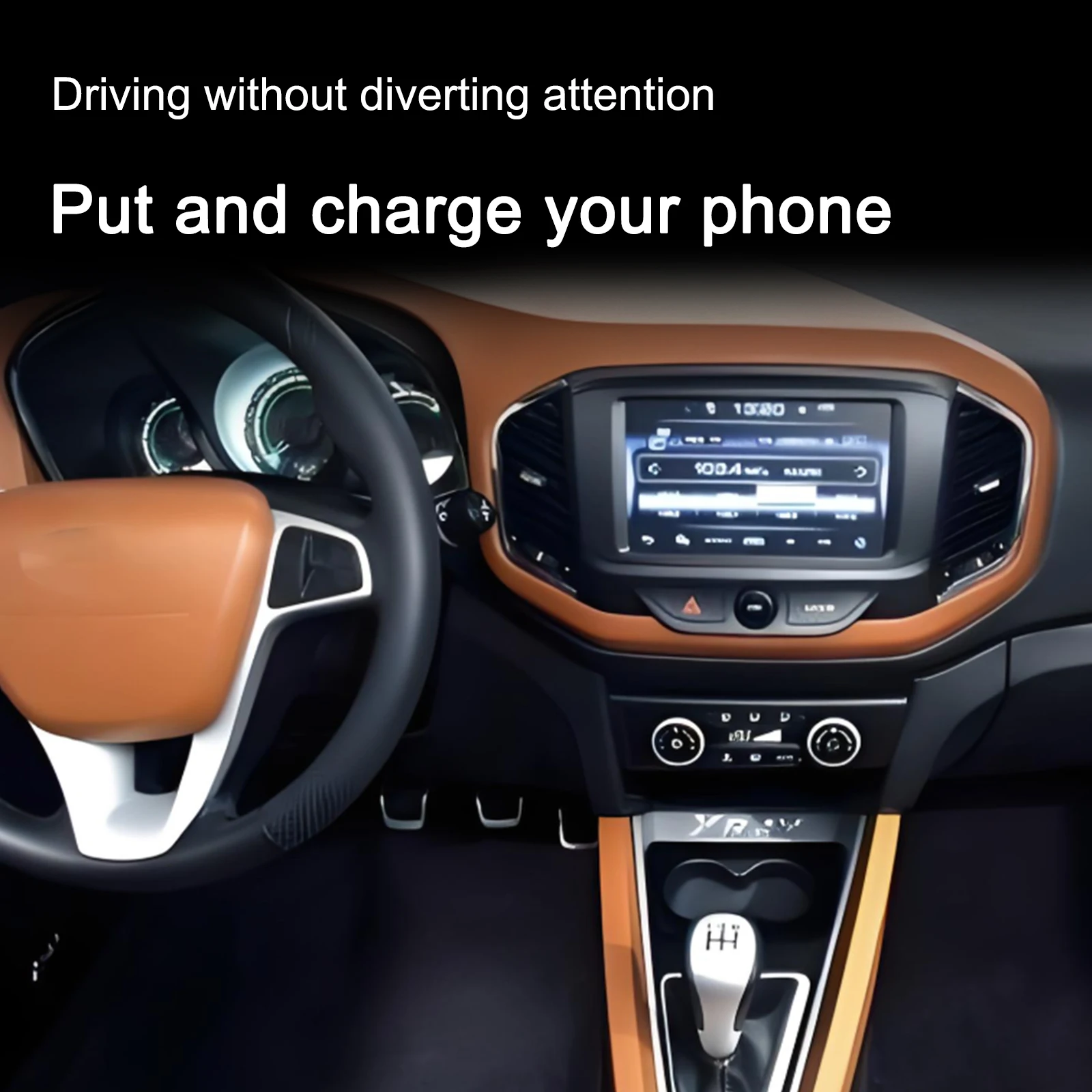 2 Din for Lada Vesta 2015-2021 Car Wireless Mobile Phone Charger Center Console Storage 18W iphone fast charge plate holder
