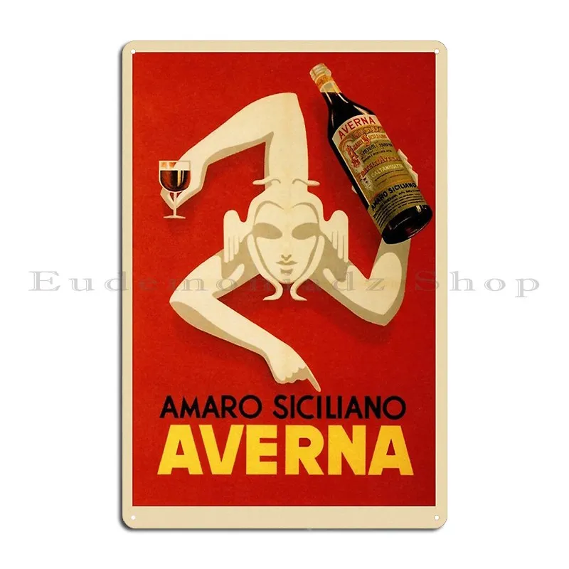 Bar Amaro Siciliano Averna Red Wine Italy Drink Metal Sign Poster Designs Design Pub Garage Decoration Funny Tin Sign Poster