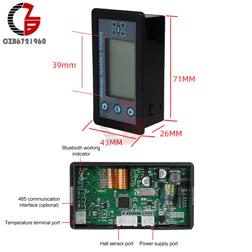 Imagem -06 - Carro Lcd Monitor de Bateria va 9510 dc 8120v 100a 500a Corrente de Tensão rv Bateria Coulomb Meter Capacidade Indicador