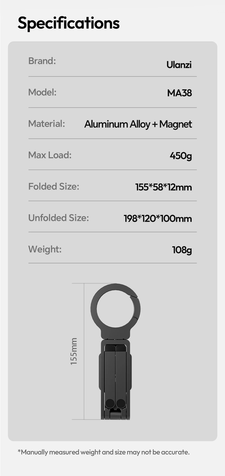 Ulanzi MA38 MagLock Handyhalterung Magnetische Telefonhalterung für iPhone 16 15 14 13 mit Verstecktem Haken für Schrägen Wände Handstativ Schnappmodus Montierbar – Detail 16