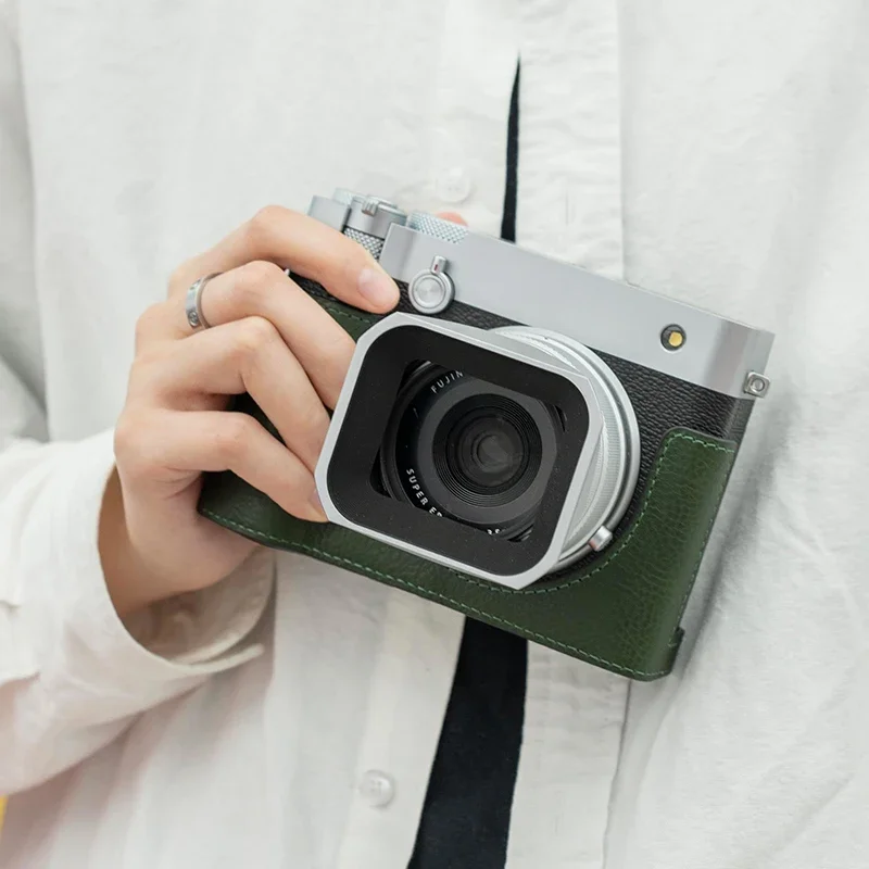 Geniune Real Leather Camera Case Half Bag Body for Fujifilm GFX100RF Body Protective Camera Battery Openning Half Body Cover