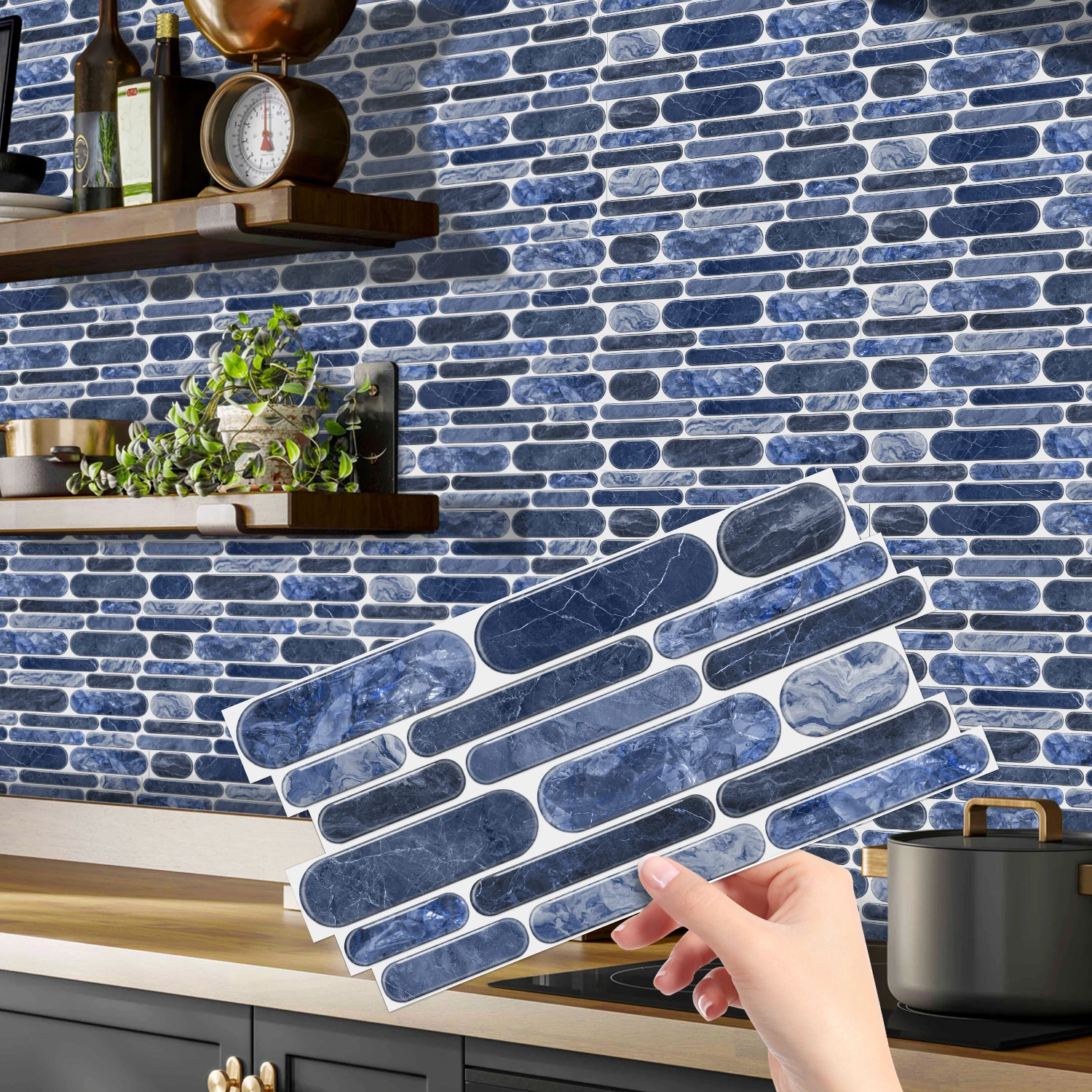 

(6/12/24/48PCS) Easy to install marble self-adhesive waterproof stickers, suitable for home wall decoration