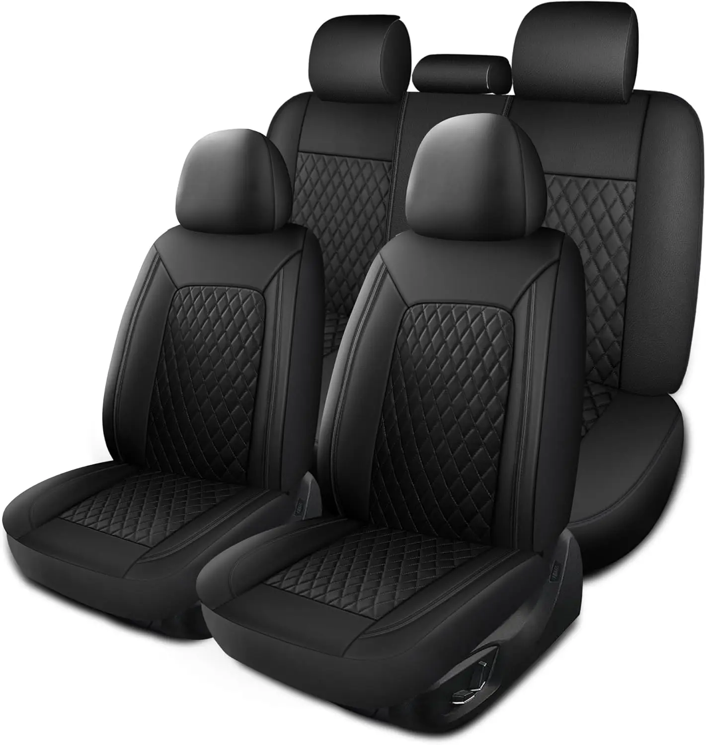 

Breathable Waterproof PU Leather Car Seat Covers Full Set, Universal Fit for Cars SUVs Trucks (Black)
