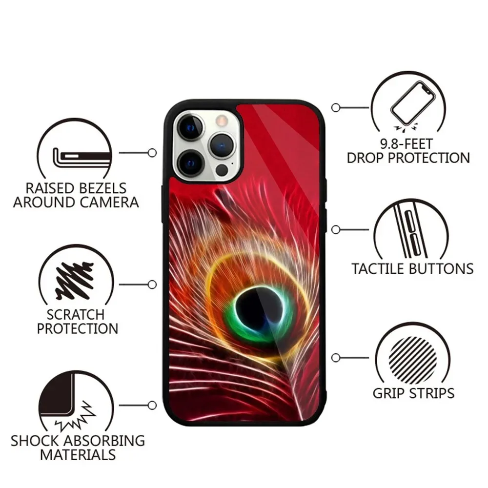 Bird Animal Peacock Feather Phone Case For iPhone 15,14,13,12,11,Plus,Pro,Max Mini Magsafe Magnetic Wireless Charging