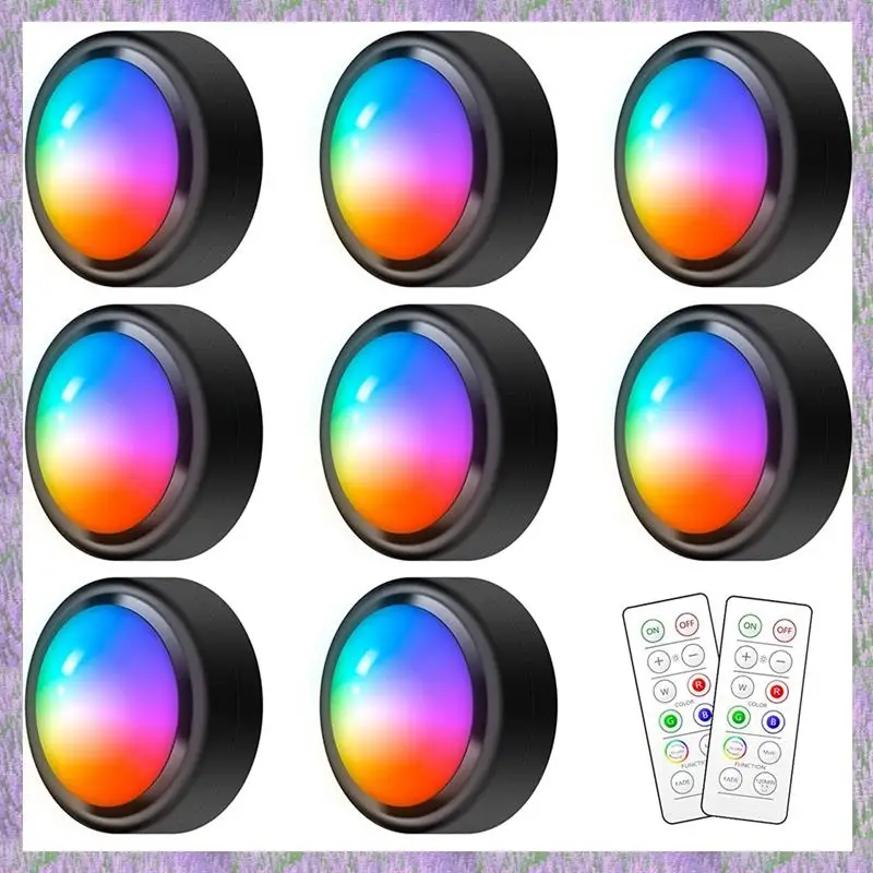 

A63K-16 Colors RGB LED Under Cabinet Lights Wireless Battery Operated Puck Lights For Closet,Bedroom