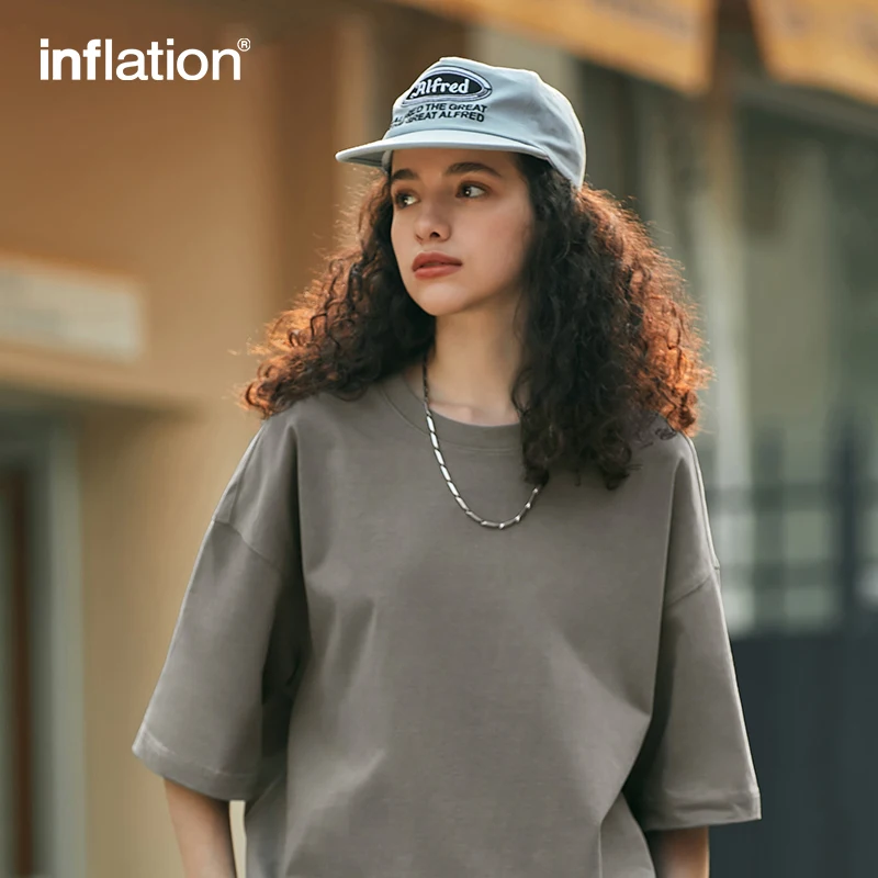 INFLATION Soft Touch 100% Cotton Blank T Shirt Men 265gsm Heavy Weight Oversized TShirt Unisex Hip Hop Tees