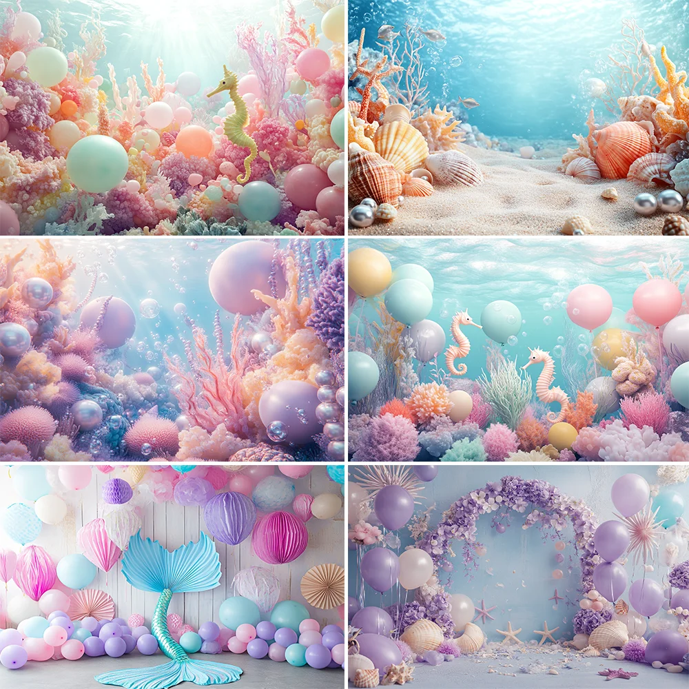 

Under The Sea Theme Birthday Party Backdrop Underwater World Castle Photography Background Kids Baby Shower Decor Banner