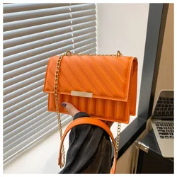 Orange Fashion Trend Crossbody Single Bag On The New Small Bag NTide Korean Version Of The Foreign-style Chain Small Square Bag