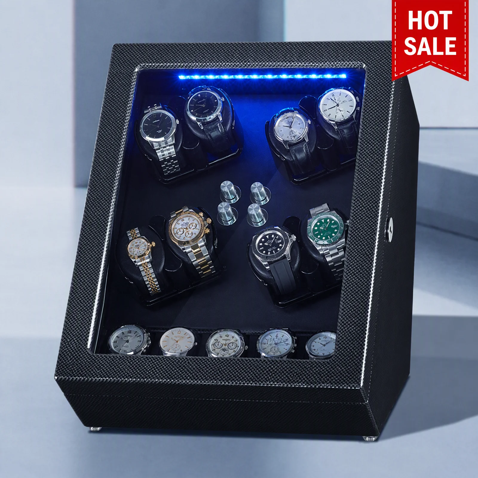 Watch Winders, Multi Slot 8+5 Space Automatic Watch Winder, Anti-Corrosion Acrylic, Soft PU Lining, Mechanical Watch Movement Protection with Auto Stop Function