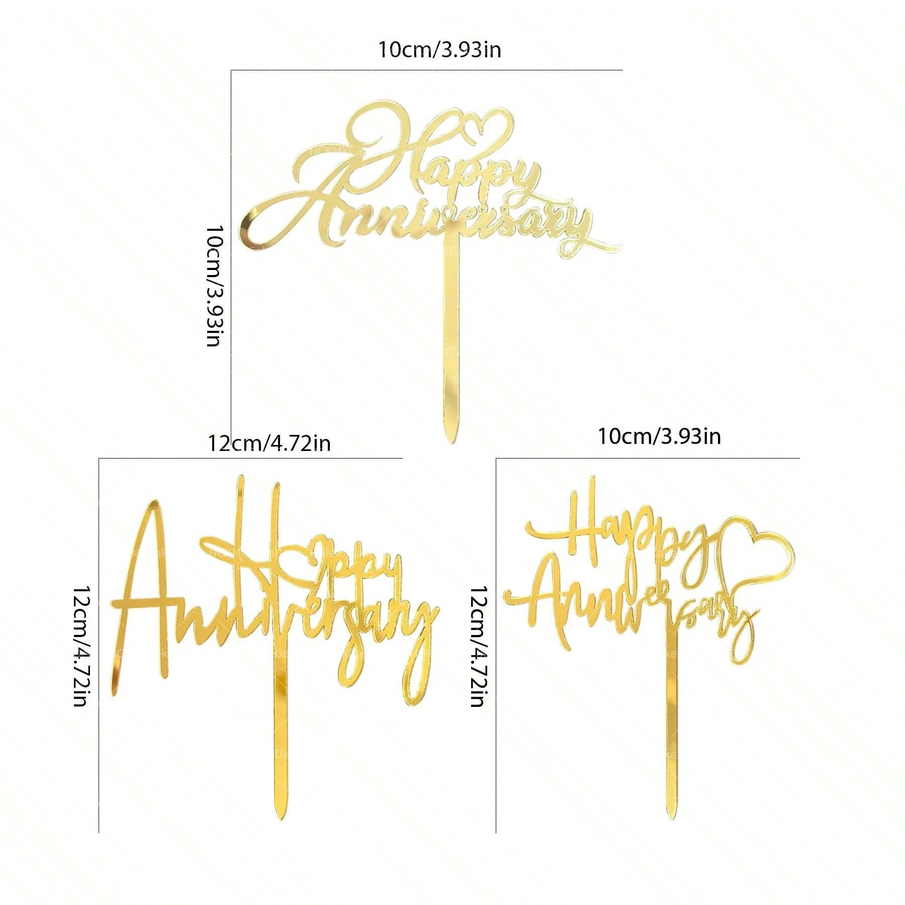 Ins Gold Happy Anniversary Tortenaufsatz für Hochzeitstorte Topper Jubiläumstorte Dekorationszubehör – Detail 5